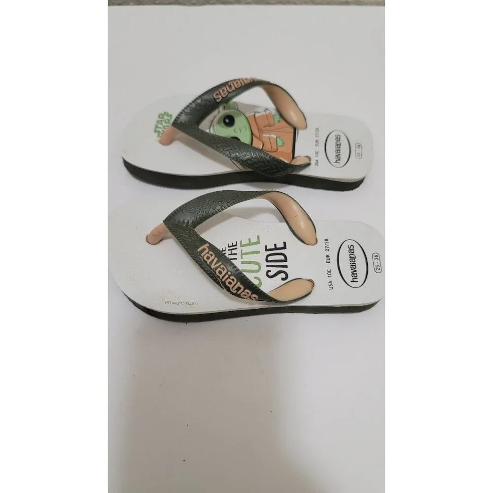Star Wars Baby Yoda Havaianas Kids Flip Flops Size 10C Green/Beige‎